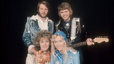 ABBA at top of the pops wearing satin outfits