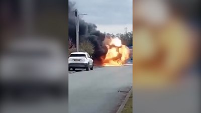 The car exploding