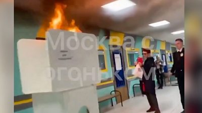 Polling booth on fire