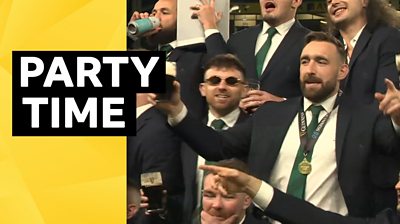 Ireland celebrate winning the Six Nations title