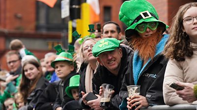 Crowd gathered to watch St Patrick's parade in Birmingham