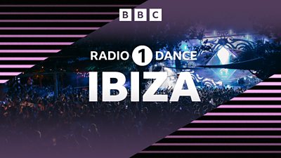 Radio 1 Dance Ibiza in white text. Background of a people dancing in a club 