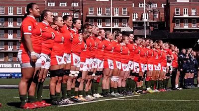 Wales line up for anthem at Cardiff Arms Park