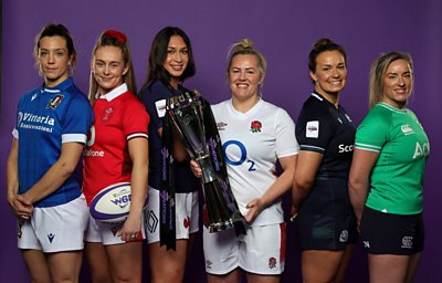 Players pose during the Six Nations launch
