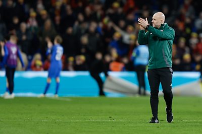 Wales boss Rob Page applauds