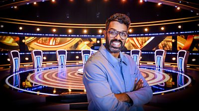 Image of Romesh Ranganathan on the set of The Weakest Link. 