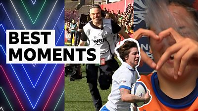 Soggy anthems, speedy cameramen and super soaking - watch the best moments from Week Three of the Women's Six Nations.