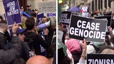 Pro-Israel and Pro-Palestine protests clash at Columbia University