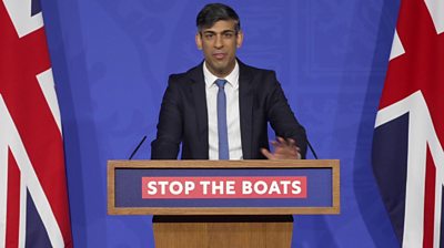 Rishi Sunak speaking at the news conference