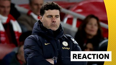 Mauricio Pochettino looks angry as his side lose to Arsenal