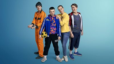 Key art for the The Young Offenders Series 4 featuring Conor, Jock, Mairead and Billy. 