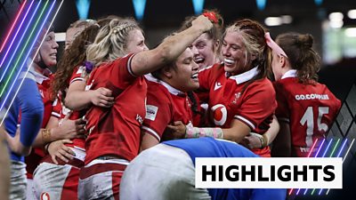 Welsh Women's Six Nations team celebrating