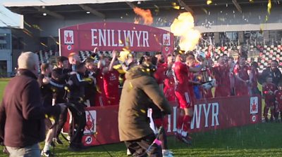 Connah's Quay Nomads celebrate with the Welsh Cup