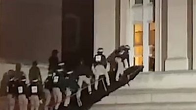 Police climb into window of Columbia university hall