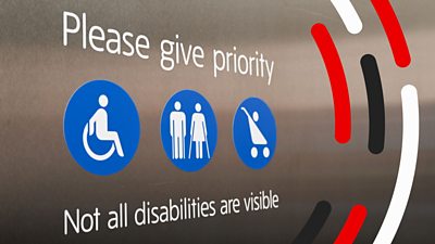 'Please give priority' sign and disabilities logos