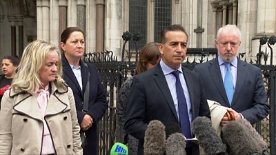 Dr Sanjoy Kumar speaks outside the steps of the Court of Appeal