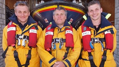 Gavin, Matt and Martin Steeden in lifeboat gear