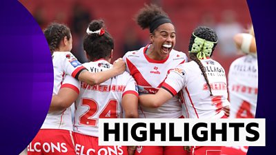 St Helens celebrate during their victory over York in the Women's Challenge Cup semi-final