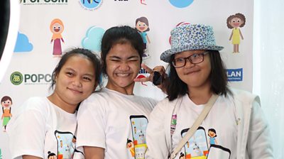 Young girls in the Philippines at an Oky event 