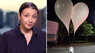 Shaimaa Khalil and two North Korea balloons