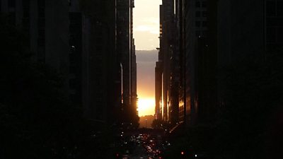 Manhattanhenge sunset in New York City