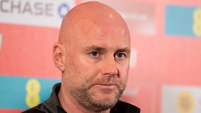 Rob Page speaks during a press conference