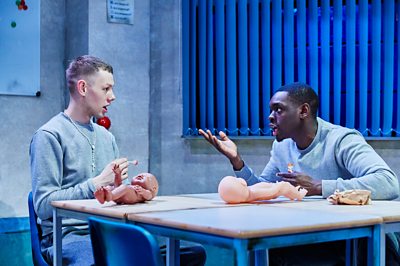 Joshua Finan and Ivan Oyik in Shook (winner of the Papatango Prize 2019) by Samuel Bailey (credit: The Other Richard for Papatango) 