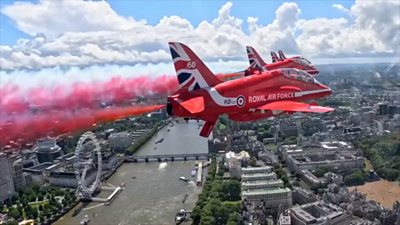 Red Arrows fly over central London