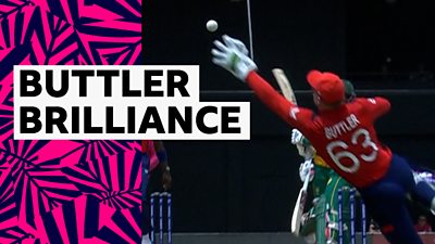 Jos Buttler dives to take a brilliant catch