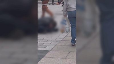 A video has been widely shared on social media of what appears to be a male openly taking drugs in Belfast city centre