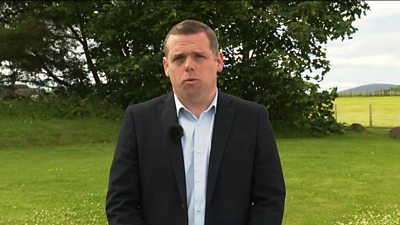 Douglas Ross speaking to the Sunday Show beside a field