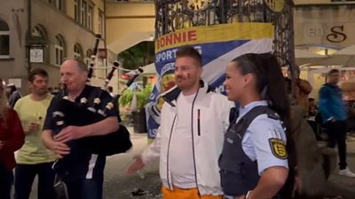 German fans with police