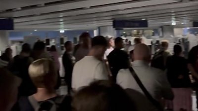 Passengers are told to stay away from the airport after the outage hit a significant number of flights.