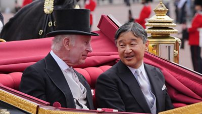 King Charles and Japanese Emperor Naruhito in a carriage