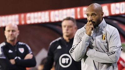 Thierry Henry, assistant coach for Belgium against Wales in the UEFA Nations League in 2022