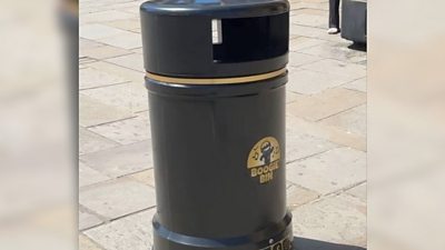 The bin has been making its way around the UK encouraging people to keep the streets tidy
