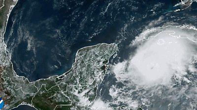 Hurricane Beryl heading towards the Yucatan Peninsula