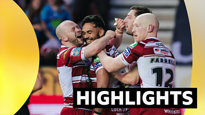 Wigan celebrate a try against Leigh