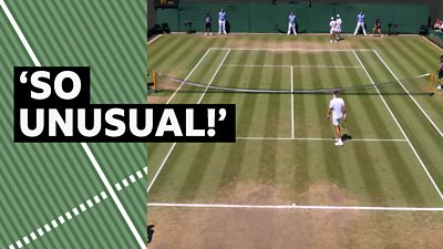 'That doesn't happen too often' - the net pops off the hook on Court three at Wimbledon