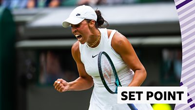 Madison Keys wins the set point against Jasmine Paolini at Wimbledon