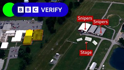 BBC Verify examines footage, eyewitness testimony and satellite imagery showing how the attack on Donald Trump unfolded.
