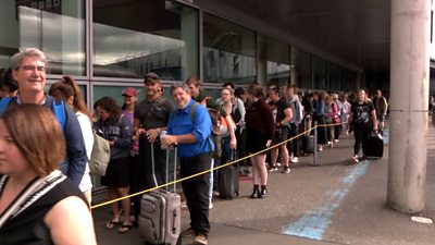 Passengers 'go with the flow' at Edinburgh airport