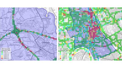 Two maps of Chertsey showing the coverage