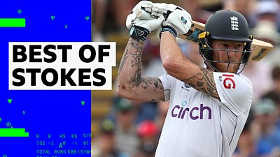 Watch Ben Stokes reach 50 runs against the West Indies.