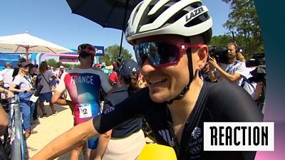 Watch as Pidcock reacts to winning gold in men's mountain bike final