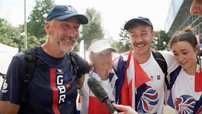 Families emotional reaction to Olympic bronze medal in women's double sculls at Paris 2024