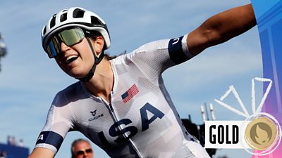 Watch highlights of the women's road race at the Paris 2024 Olympics as the USA's Kristen Faulkner takes the gold