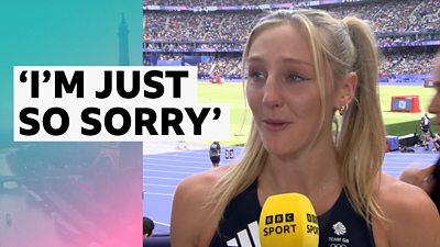 Watch as team GB's Molly Caudery is eliminated from the women's pole vault.