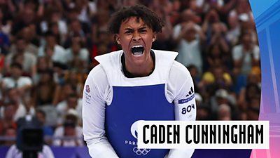 Watch as Team GB's Cunningham qualifies for the men's +80kg taekwondo final