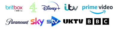 Image of multiple logos of Current TAP members: Britbox - Channel 4 - Disney - ITV - Amazon Prime Video - Paramount - Sky - STV - UKTV - ̳.